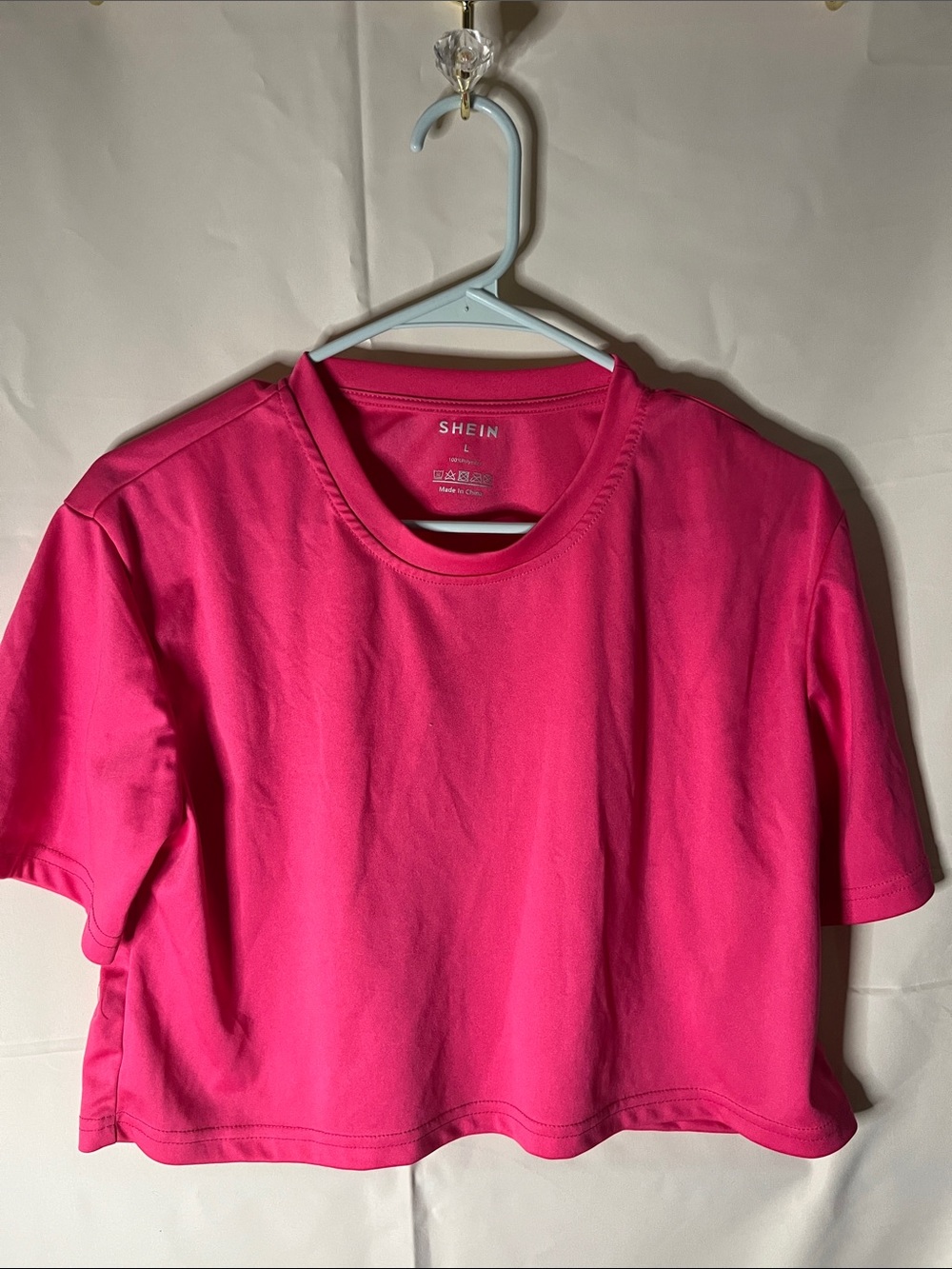SHEIN Neon Pink Cropped Crewneck Tee